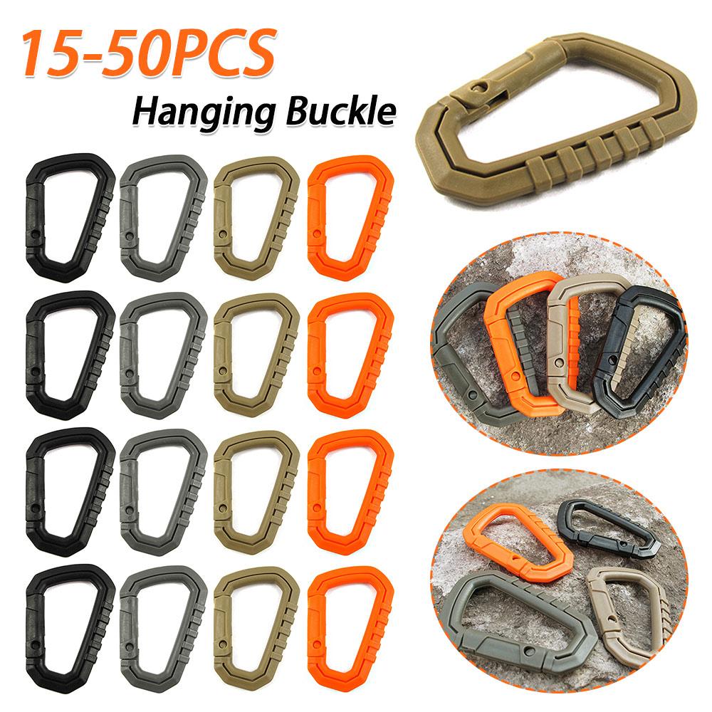 15-50PCS D-shape Belt Hanger Buckles Reusable Snap Type Safety Lock Buckles Lightweight High Strength Hardware Tools for Camping