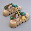 Women Leather Thick Soles Sandals Retro Wedges Slides Comfortable Outdoor Platform Sandal
