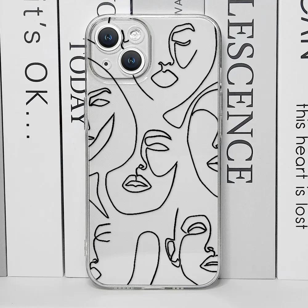 

For IPhone 15 Pro Max Case for Iphone 11 13 14 PRO MAX 13 12 Mini 7 8 Plus XR XS X SE2 Abstract Line Face Aesthetic Phone Covers iPhone 12 Pro