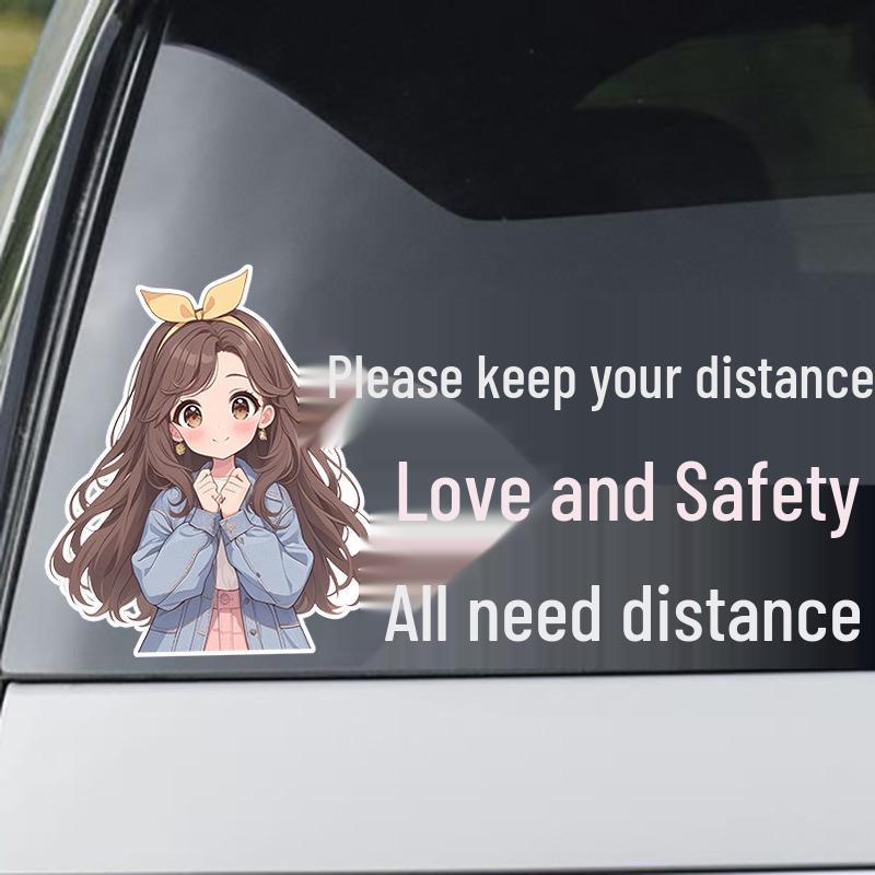 Keep Safe Distance: Love and Safety Need Space - Fun Sticker for Female Drivers