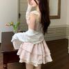 Sweet Spice Girl Small Flying Sleeve Floral Dress Female Summer Small Man First Love Princess Cake Dress Waist Fluffy Dress