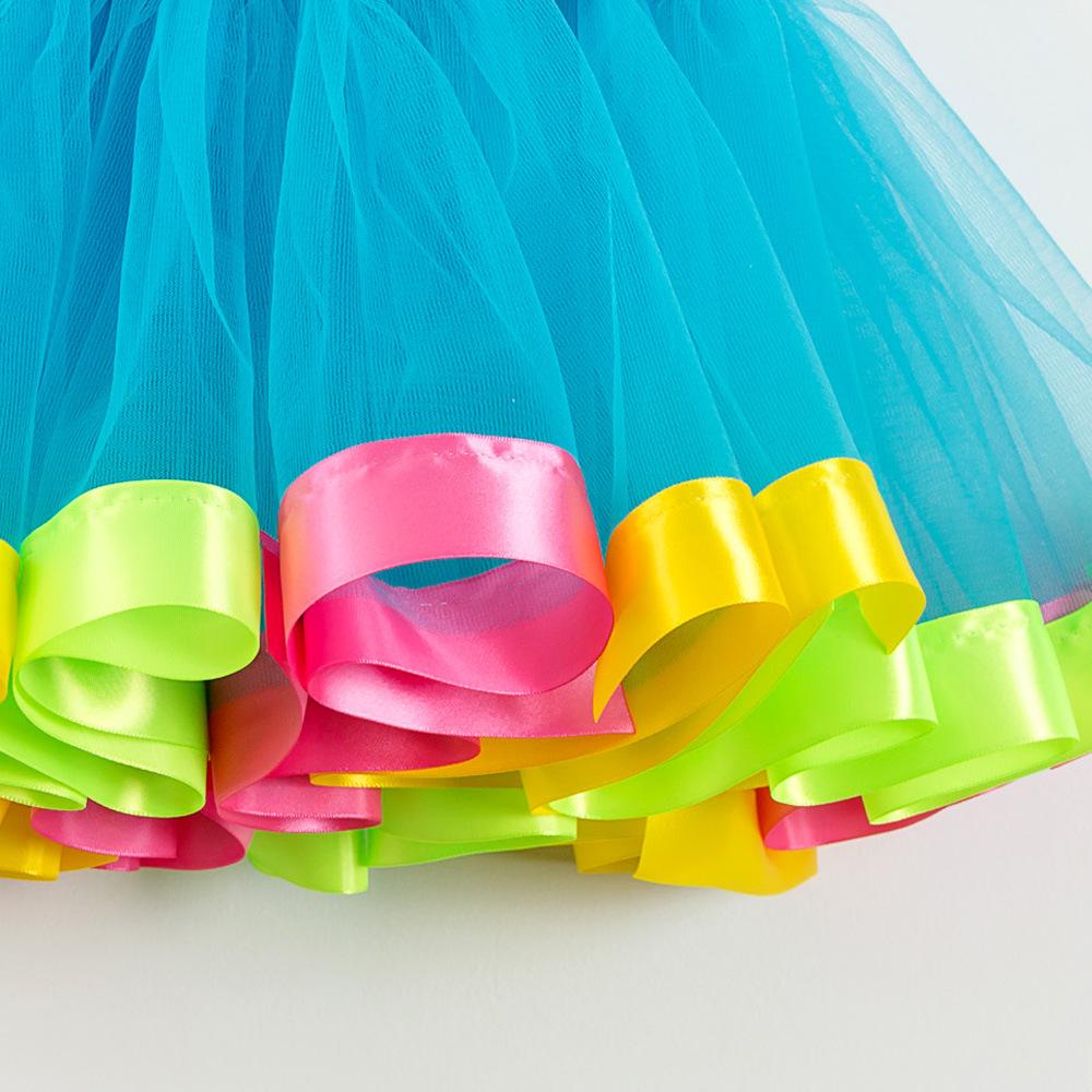 2026 Kids' European & American Rainbow Mesh Dance Tutu Skirt - Lined Half Skirt for Girls