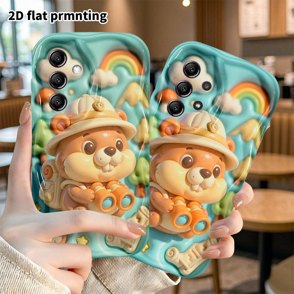 Phone Case: 2D flat, suitable for Samsung Galaxy A34 A35 M05 M06 S20 S22 S21 FE Plus 5G protective case, brown little beaver, perfect Christmas and Ha