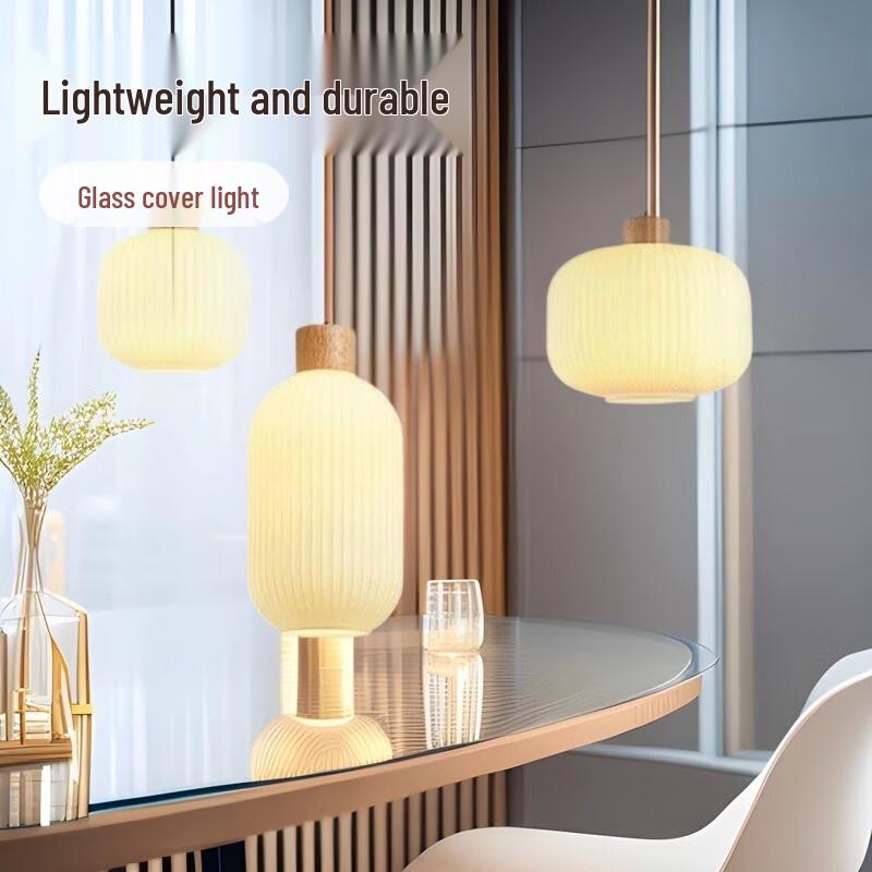 Japanese Style Wooden Glass Pendant Light