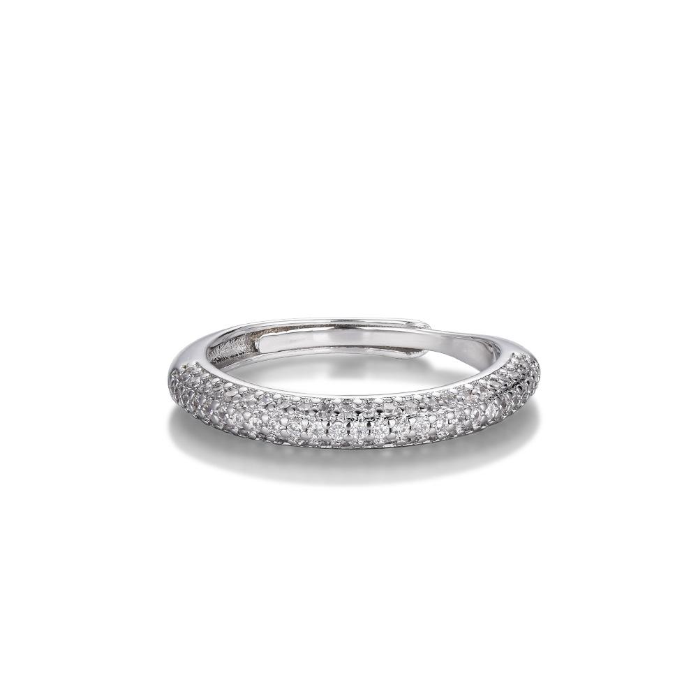 South Korea's bright giant flash full diamond ring ins cold wind opening adjustable light luxury ring ring