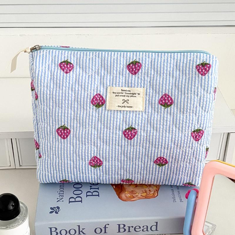 Cute Corduroy Heart Cosmetic Bags for Women Large Capacity Makeup Bag Travel Organizer