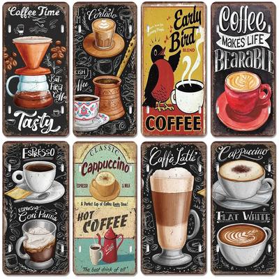 Coffee Time License Plates for Wall Decoration Metal Tin Signs Vintage Tags Metal Automotive Signs For Cafe Bar Club Garage Pubs