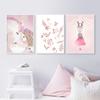 Pink Nursery Girl Flower Wall Art Canvas Painting Horse Swan Nordic Posters and Prints Wall Pictures for Living Room Kids Room