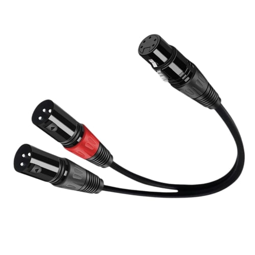 Freneci Dual DMX 3-Pin Male To XLR 5-Pin Female Cable, Light Microphone Converter Adapter Cable Y Splitter for Speaker Recording Studio, 0.5 Meter