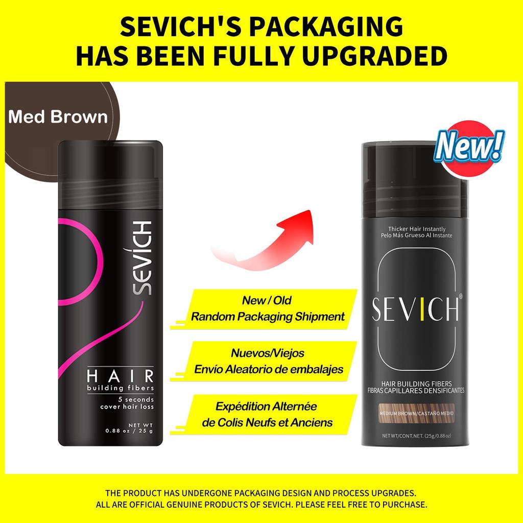 SEVICH Hair Fibers Powder 25g Natural Keratin Hair Building Fiber Instantly Thickens & Volumizes For Men Women Hair Concealer Powder
