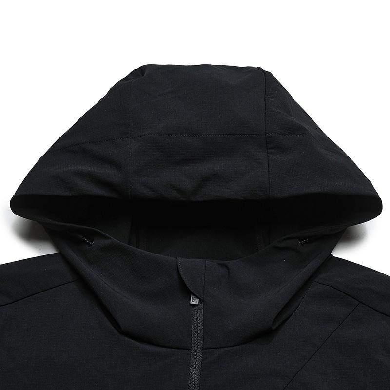 Fila White Fashion Classic Simple Casual Versatile Basic Hooded Woven Jacket Men Jacket Black F61M623701FBK