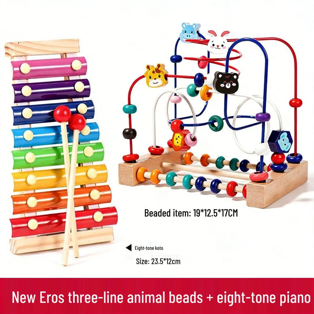 Montessori Multi-functional Beaded String Toy for Infants and Toddlers, Early Education for Boys and Girls, Ages 0-3 Years.