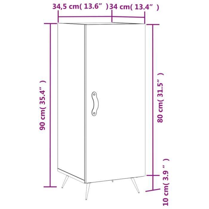 VidaXL Buffet Chêne marron 34,5x34x90 cm Bois d'ingénierie 828515
