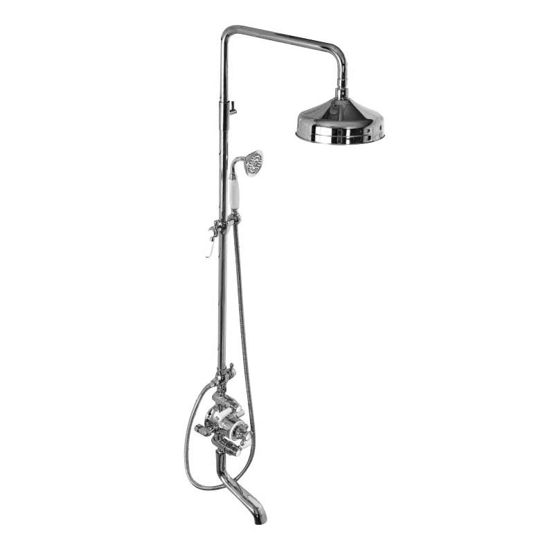 

Tuqiu Роскошный термостатический смеситель для душа для ванной комнаты, латунный смеситель для ванны с 8-дюймовой круглой душевой головкой с эффектом дождя, настенный монтаж