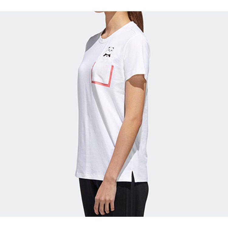 Adidas T Shirts Women's White Crew Neck Moderate Straight Fit GL5645