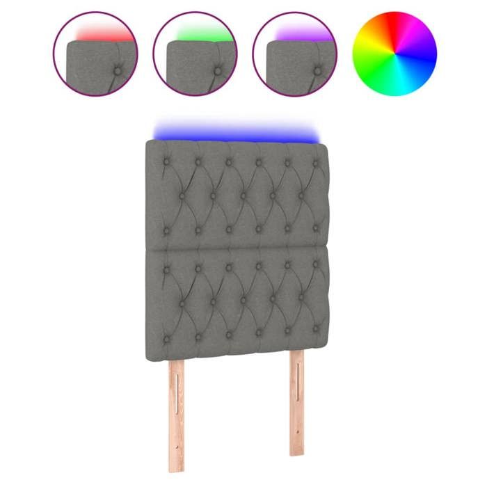 VidaXL Tête de Lit à LED Meuble de Chambre à Coucher Accessoire de Lit Simple Tête de Cadre de Lit Intérieur Gris Foncé 3122735