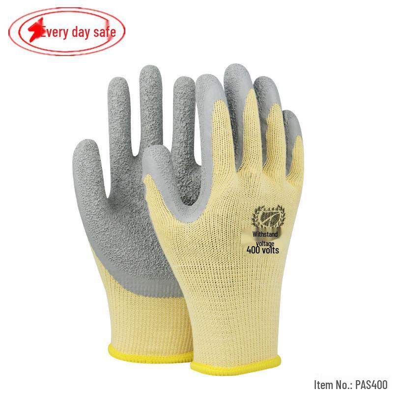 Durable 400V Low Voltage Electrician Safety Gloves - Anti-Electric, Latex-Dipped Rubber Insulation