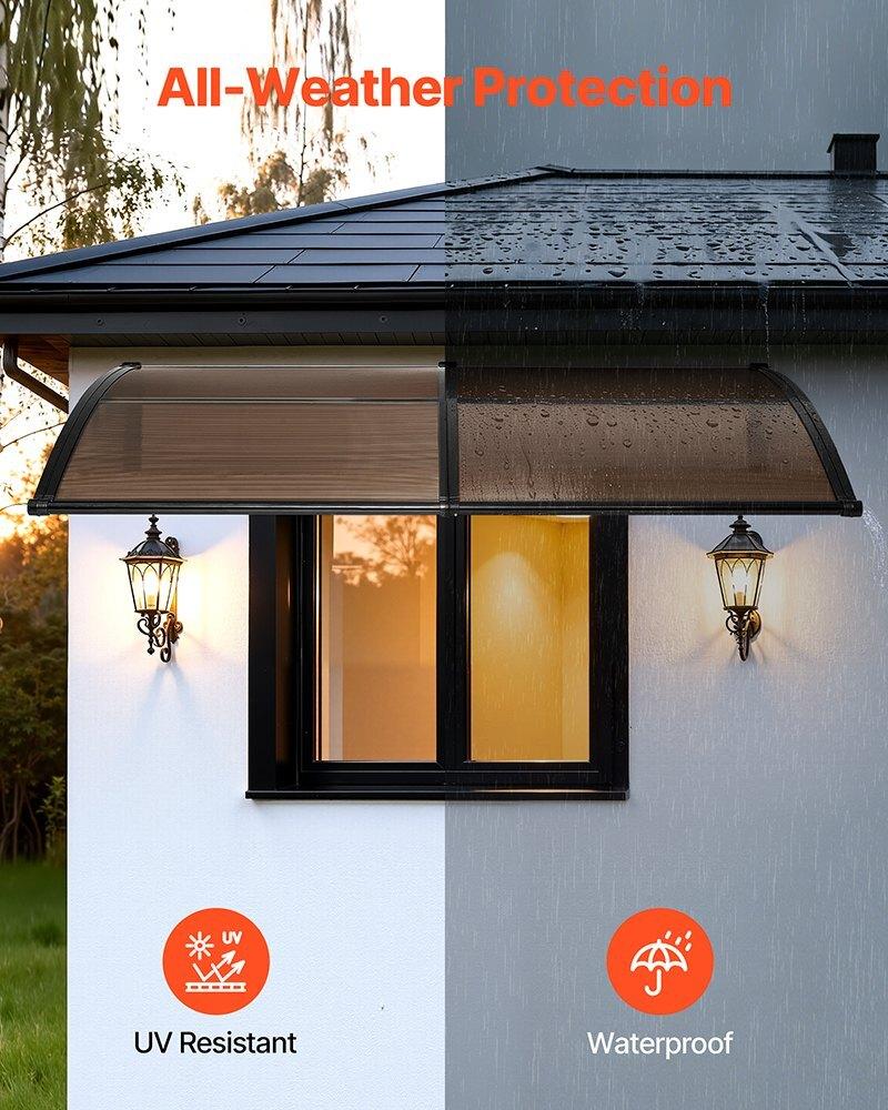 Awnings for Door Entrance, 38 x 78 in, Exterior Front Door Window Awnings with Drainage & Metal Bracket, Rain Snow Sun Protection, Overhang