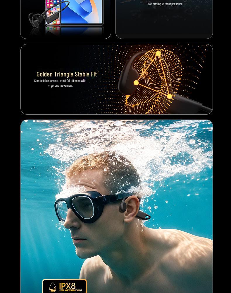 S7 Bone Conduction Sports Headphones: Waterproof, In-Ear, Bluetooth, Ideal for Swimming & Running