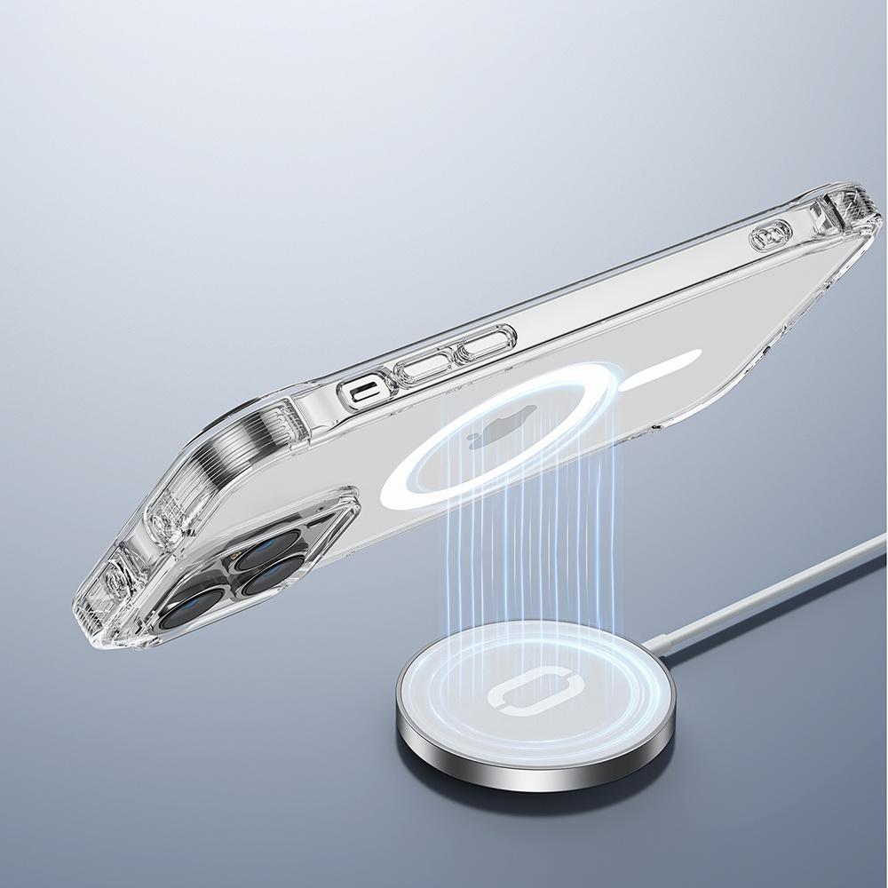 Joyroom Magnetic Defender Clear Rugged Case with Hooks & Stand for iPhone 14 Plus, MagSafe Compatible