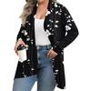 Women's Fall And Winter Fashion Casual Print Long Sleeve Mid-Length Cardigan Jacket