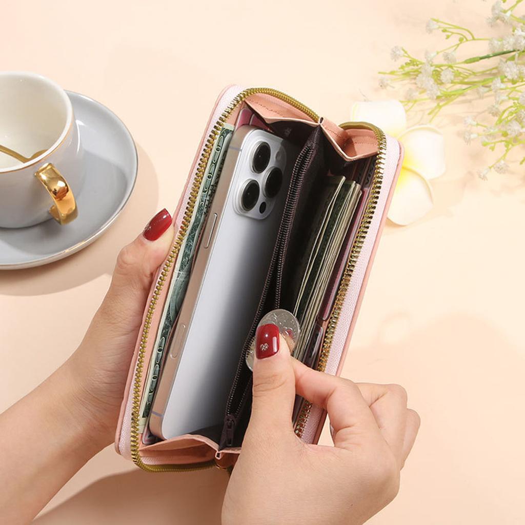 Ladies Long Pure Color Wallet Card Holder High-End Feelings Cross-Border Zipper Clutch Handbag