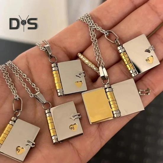 Book Pendant Necklace Women's Sweater Chain Necklace Opening And Closing Book Dangle Jewelry Accessory for Dating Daily Wear Banquet