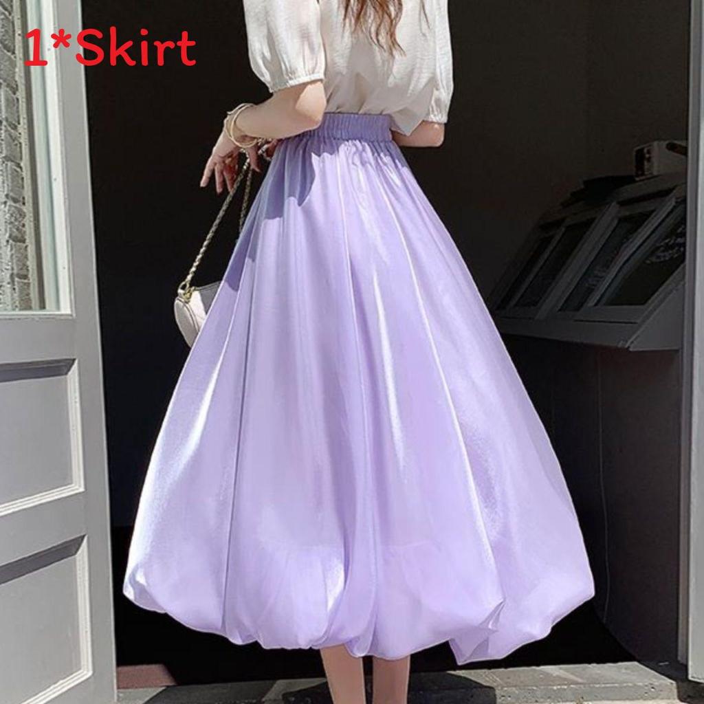 Sparkle Satin Midi Skirt With High Waist For Women Spring Summer Fashion