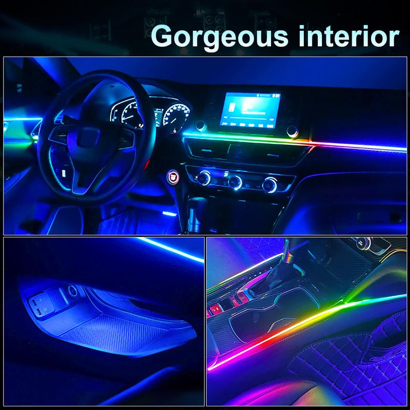 Newest Hidden LED Symphony Dual Zone Car Ambient Light Smoke Matt Black Acrylic Light Strip Interior Decoration Lighting Kit 12V