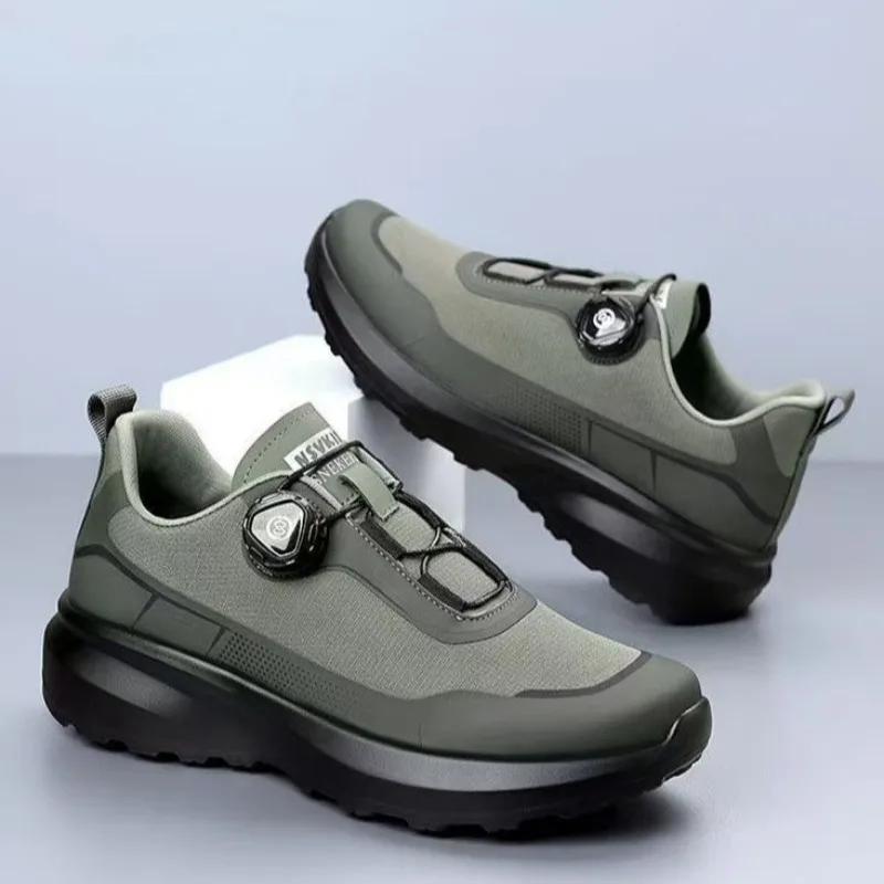 Originální Nové Pánské Běžecké Tenisky s Otočným Knoflíkem Platforma Ležérní Chůze Outdoorové Odolné Běžecké Sportovní Boty Plus