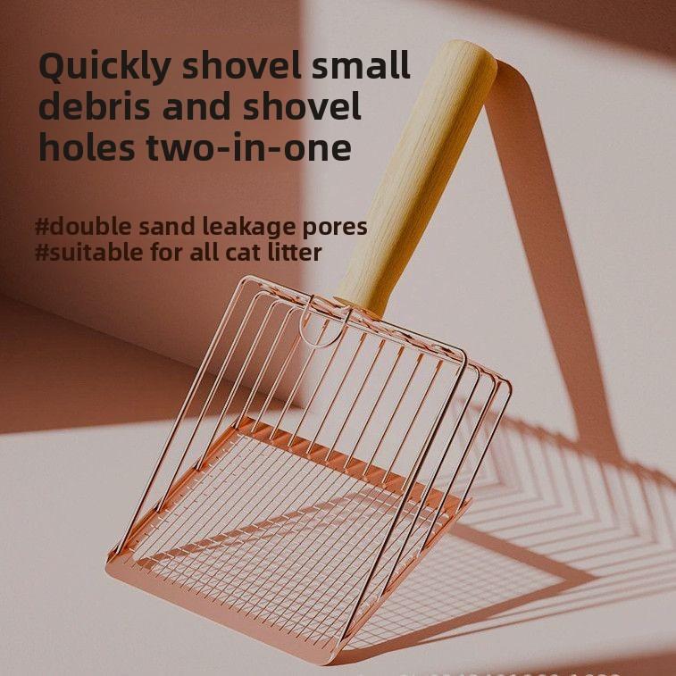 2-in-1 Cat litter shovel stainless steel fine hole cat shit shovel mineral sand shovel cat large litter shovel золотой