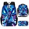 Set Zaino Scolastico Cartone Animato Anime Bambini Leggero Ergonomico Borsa a Spalla Doppia Con Portapranzo Astuccio Tessuto Oxford