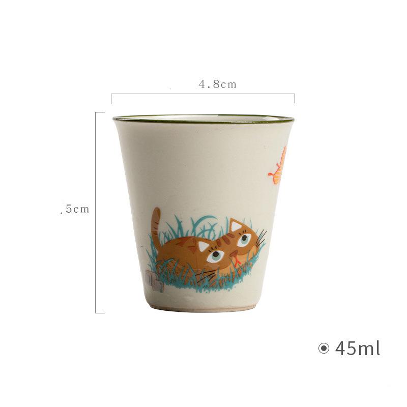 45ML Ceramic Mini Espresso Cups Cartoon Cute Cat Espresso Mugs Porcelain Coffee Mugs Demitasse Cups Tea Cups Handmade