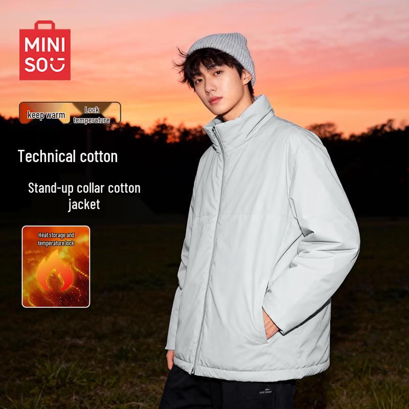 

MINISO Men s Winter Lined Stand-Collar Jacket L