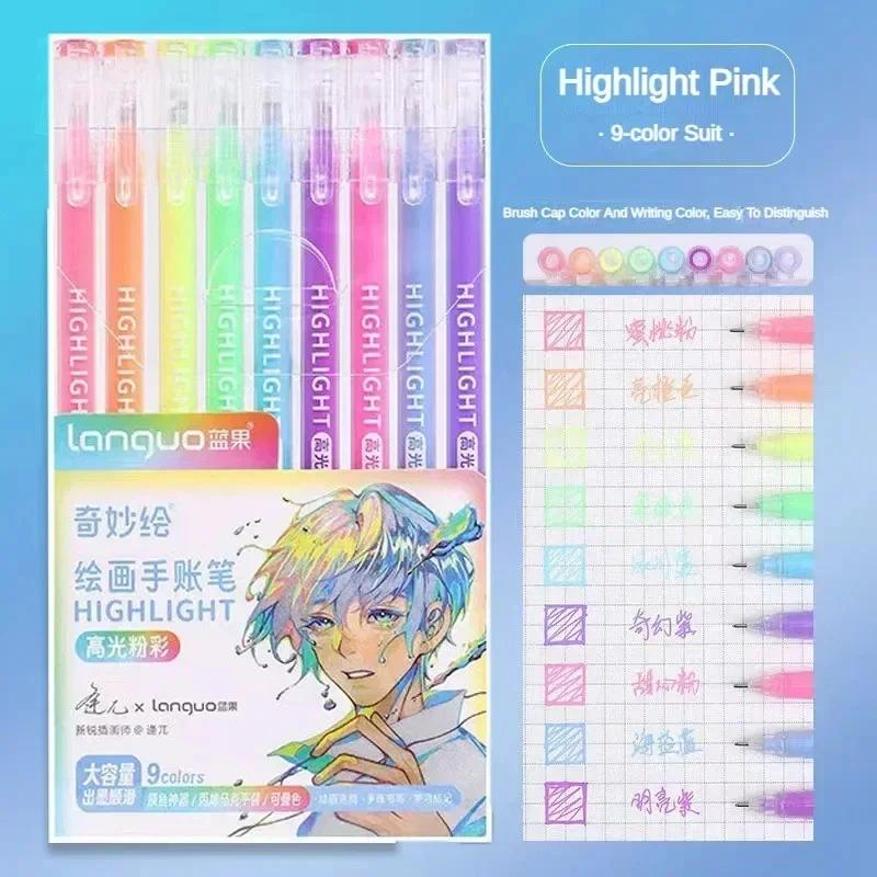 Languo 198/9 Colors Morandi Colorful Gel Pen Student Note Marker Painting Graffiti Color Pen Stationery Office School Supplies