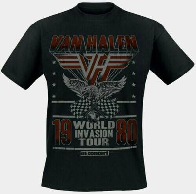 Official Van Halen T Shirt 1980 Invasion World Tour Black Vintage Classic Rock Unisex T-Shirt