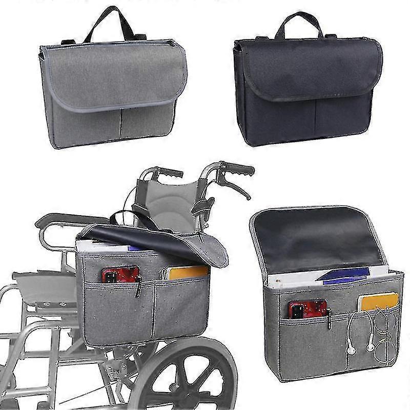 Waterproof Storage Bag Wheelchair Carry Bag Wheelchair Armrest Accessories Side Bag With Pouches Tra-color: Black