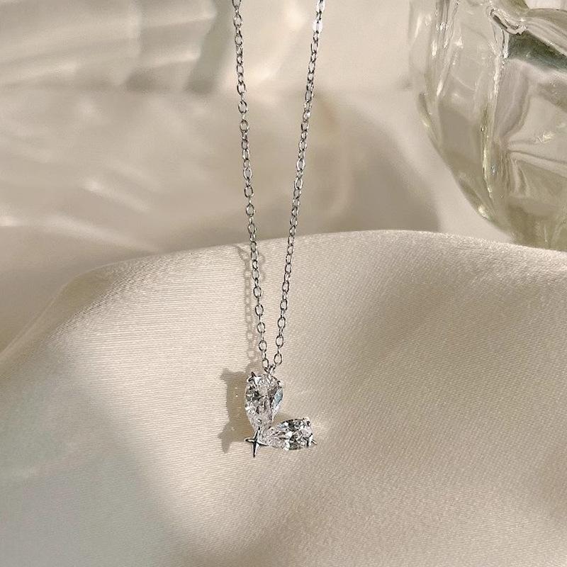 

Star Hearts Pendant 925 Sterling Silver Romantic Heart Chain Necklaces For Women Fine Jewelry Gifts 45cm срібний