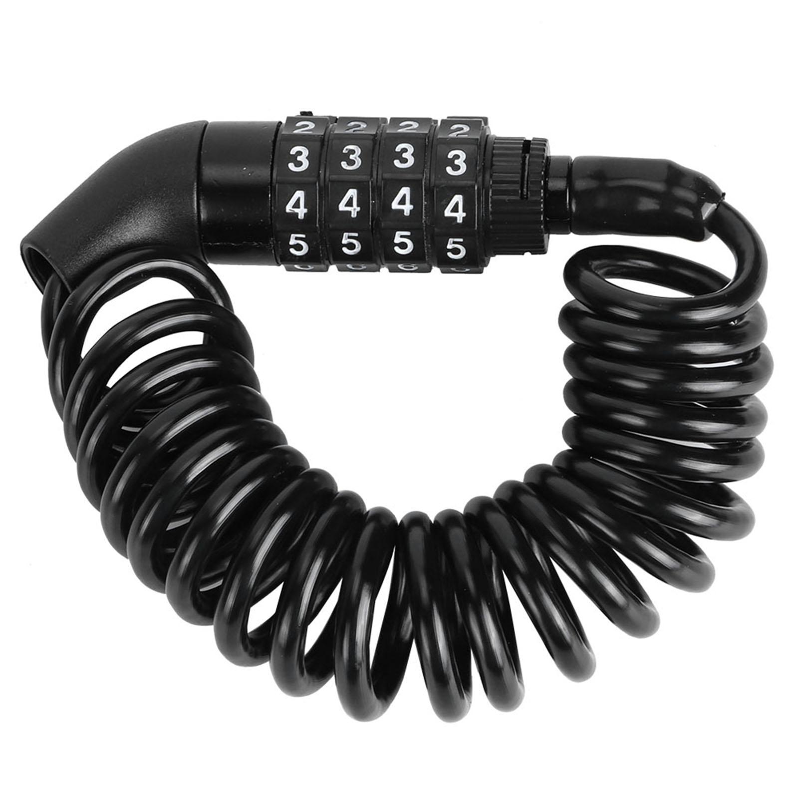 Motorcycle Helmet Lock Cable Combination PIN Locking Carabiner Black