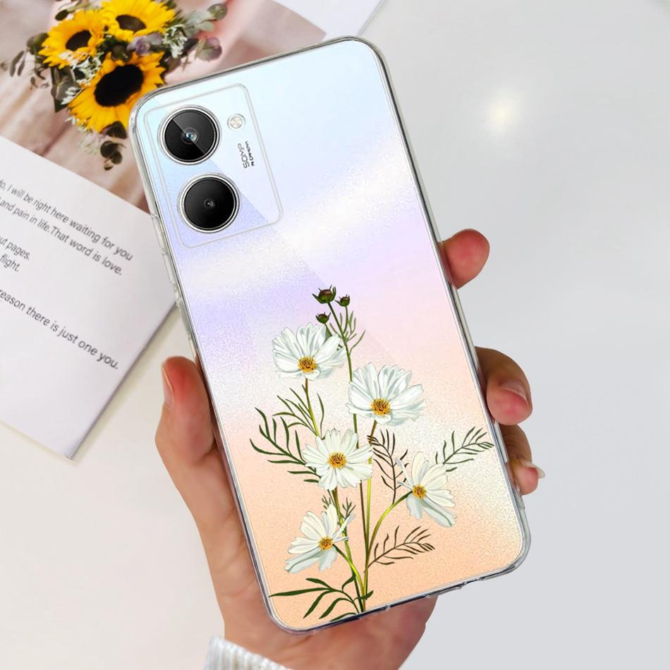 Cute Flower Cat Painted Case For Realme 10 / Realme 10 Pro / Realme 10 Pro+ Soft Silicone TPU Cover For Realme10 4G 10Pro Plus