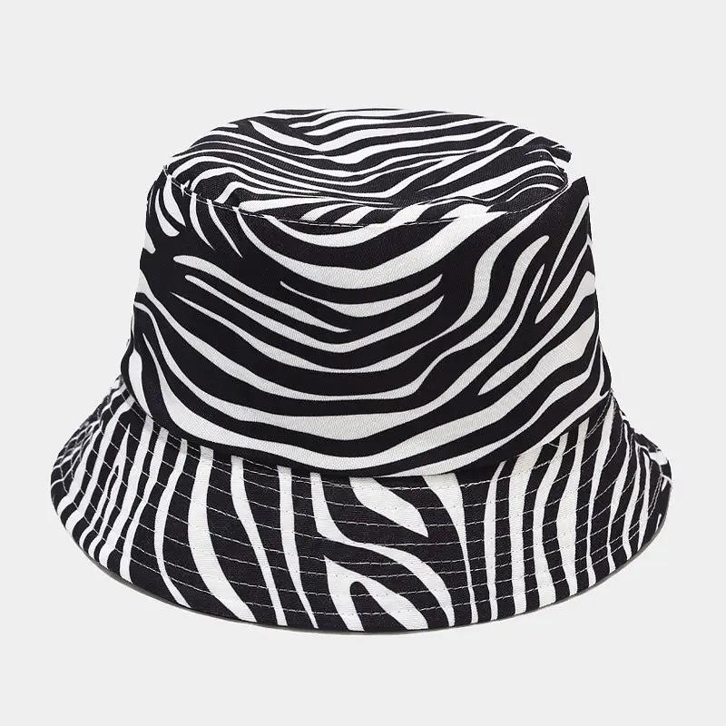 Cow Double-Sided Black and White Cow Panda Zebra Pattern Bucket Hat Women's Summer Double-Sided Hat
