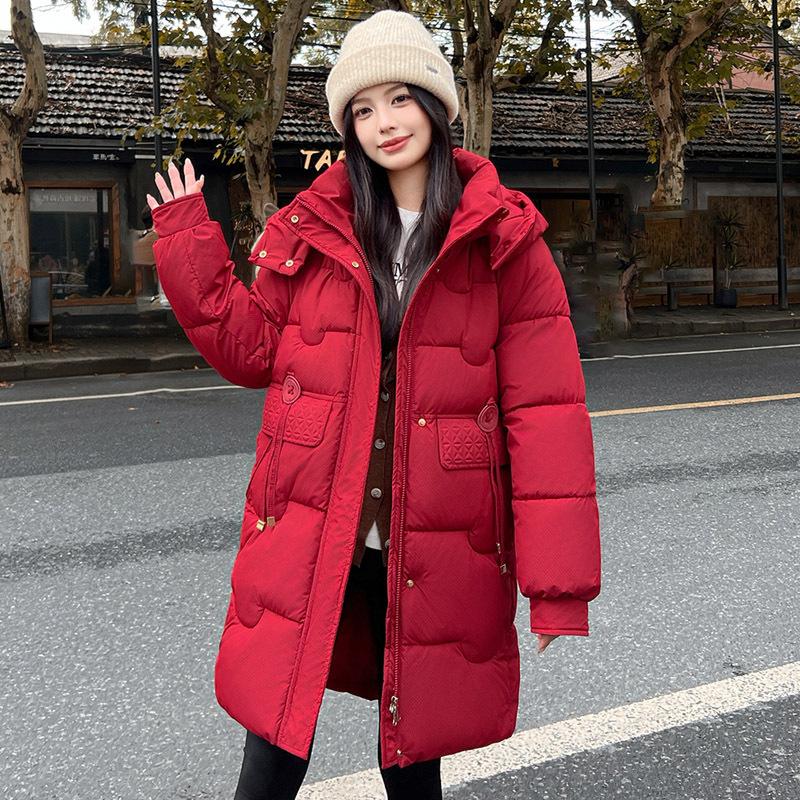 Winter New Hooded Korean Mid-length Thickened Loose Plus-size Down Cotton Jacket Cotton Jacket Women's Cotton Jacket