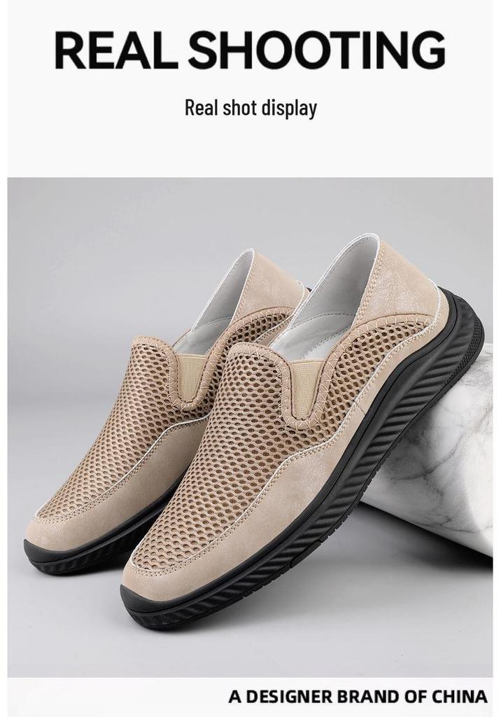Men's Breathable Low-Top Mesh Loafers - Large Size Slip-On Summer Shoes