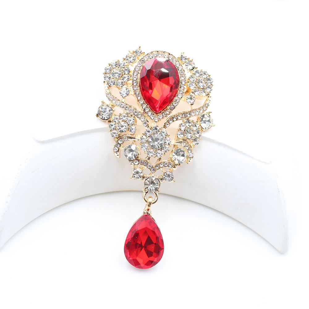European and American Style 1 Piece 40 * 70MM High-end Diamond Studded Water Droplet Glass Brooch DIY Suit Dress Collar Decorati
