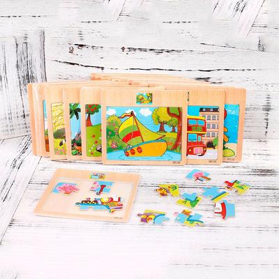 Holzpuzzle Spielzeug Kinder Cartoon Verkehrslernpuzzle Spielzeug