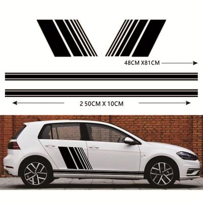 Schwarzer Sport Racing Streifen Grafikaufkleber Auto Karosserie Seite Tür Vinyl Aufkleber
