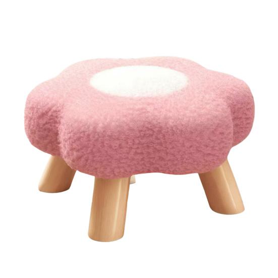 Taburet Floare cu Picioare din Lemn Perna din Catifea Nor Taburet Suport pentru Picioare Living Dormitor Canapea Sofa Sub Birou Scaun Căptușit Scaun pentru Toaletă