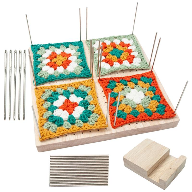 ABBY-1 SET Knitting Blocking Board Crochet Blocking Boards For Knitting With Rod Pins And Needles