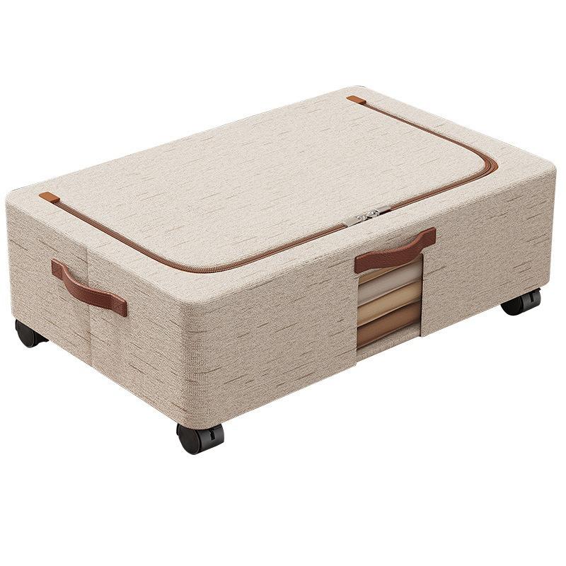 Úložný box pod postel s kolečky Skládací Kontejner na oblečení z lněné látky s víkem Velká kapacita pro ložnici