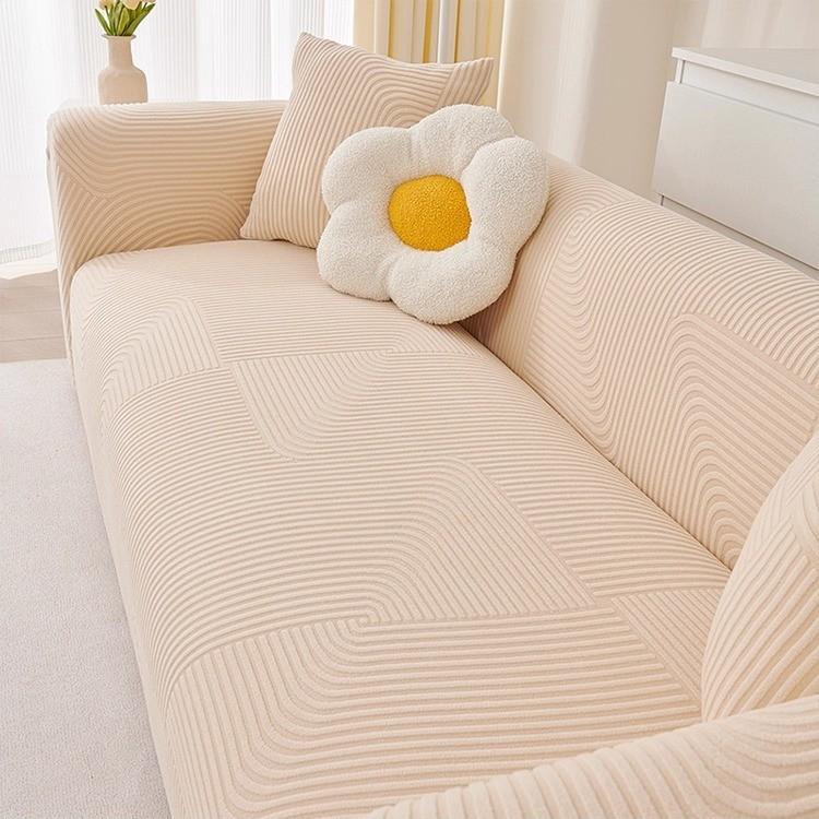 French Solid Striped Elastic Sofa Cover Four Seasons All Inclusive Non-Slip Sofa Cushion Stretch Adjustable Furniture Protector